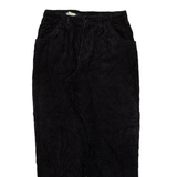 WALLEES Womens Corduroy Trousers Black Relaxed Tapered W27 L28