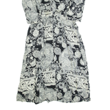 SL PETITES Womens A-Line Dress Black 90s Floral Midi M