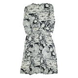 SL PETITES Womens A-Line Dress Black 90s Floral Midi M