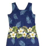 KY'S Womens Pencil Dress Blue 90s Floral Sleeveless Knee Length M