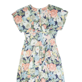 REO Womens A-Line Dress Black 90s Floral Short Sleeve Long M