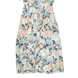 REO Womens A-Line Dress Black 90s Floral Short Sleeve Long M