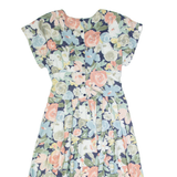 REO Womens A-Line Dress Black 90s Floral Short Sleeve Long M