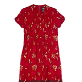 POSITIVE ATTITUDE Womens Maxi Dress Red 90s Floral Short Sleeve Long M