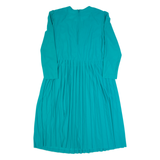 BEDFORD FAIR Womens A-Line Dress Blue 90s Long Sleeve Midi L