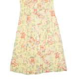 COLDWATER CREEK Womens Tea Dress Yellow 90s Floral Sleeveless Long M
