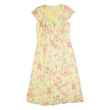 COLDWATER CREEK Womens Tea Dress Yellow 90s Floral Sleeveless Long M