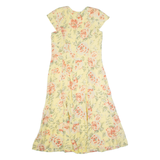 COLDWATER CREEK Womens Tea Dress Yellow 90s Floral Sleeveless Long M