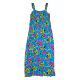 MAGIC Womens Maxi Dress Blue 90s Floral Sleeveless Long ONE SIZE