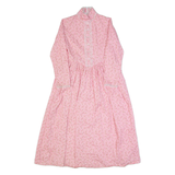 Womens A-Line Dress Pink 90s Floral Long Sleeve Hi-Low S