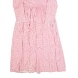 Womens A-Line Dress Pink 90s Floral Long Sleeve Hi-Low S