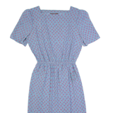 JT DRESS Womens A-Line Dress Blue 90s Floral Short Sleeve Midi S