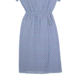 JT DRESS Womens A-Line Dress Blue 90s Floral Short Sleeve Midi S