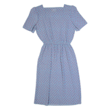JT DRESS Womens A-Line Dress Blue 90s Floral Short Sleeve Midi S