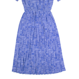 LESLIE FAY Womens A-Line Dress Blue 90s Geometric Short Sleeve Midi S