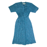 LIZ CLAIRBORNE Womens A-Line Dress Blue 90s Crazy Pattern Long S