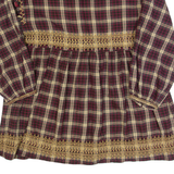 ZARA WOMAN Oversized Womens Day Dress Brown Check Long Sleeve Knee Length M