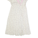 Womens Wrap Dress Cream 90s Floral Short Sleeve Long M