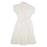 Womens Wrap Dress Cream 90s Floral Short Sleeve Long M