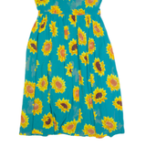 LOVE FIELD Womens A-Line Dress Blue 90s Floral Short Sleeve Long M