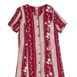 Womens Tea Dress Red 90s Floral Short Sleeve Long L