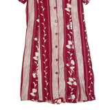 Womens Tea Dress Red 90s Floral Short Sleeve Long L