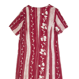 Womens Tea Dress Red 90s Floral Short Sleeve Long L
