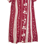 Womens Tea Dress Red 90s Floral Short Sleeve Long L