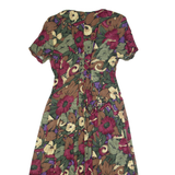 DAWN JOY FASHIONS Womens Tea Dress Green 90s Floral Short Sleeve Long S