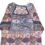 ZARA BASIC Oversized Womens Day Dress Blue Silk Crazy Pattern Short XS