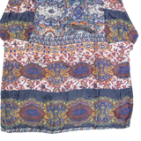 ZARA BASIC Oversized Womens Day Dress Blue Silk Crazy Pattern Short XS