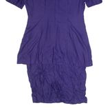 PLAZA SOUTH Womens Pencil Dress Purple 90s Short Sleeve Midi M