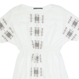 ZARA TRAFALUC Womens Day Dress White Short Sleeve Knee Length XS