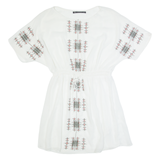 ZARA TRAFALUC Womens Day Dress White Short Sleeve Knee Length XS