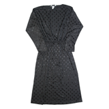 BLAIR Womens A-Line Dress Black 90s Polka Dot Long Sleeve Long S