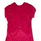 Womens Day Dress Red 90s Striped Short Sleeve Knee Length L