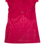 Womens Day Dress Red 90s Striped Short Sleeve Knee Length L