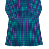 SCHRADER Womens Day Dress Blue 90s Check Long Sleeve Midi L