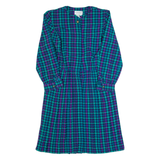 SCHRADER Womens Day Dress Blue 90s Check Long Sleeve Midi L