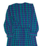 SCHRADER Womens Day Dress Blue 90s Check Long Sleeve Midi L