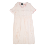 JOLLIBEE Womens A-Line Dress Pink 90s Short Sleeve Midi L
