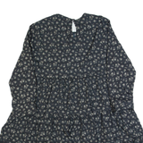 ZARA Oversized Womens Day Dress Black 90s Floral Knee Length XS