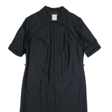 CORONET Womens Day Dress Black 90s Short Sleeve Midi M