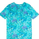 Womens Day Dress Blue 90s Floral Short Sleeve Midi L