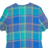 LADY FASHION Womens Jacket Dress Blue 90s Check Short Sleeve Short S