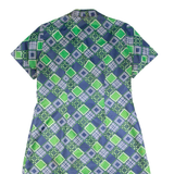 Womens Day Dress Blue 90s Geometric Short Sleeve Midi L