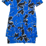 JANINA SCHRECK Womens Jacket Dress Blue Silk 90s Floral Midi M