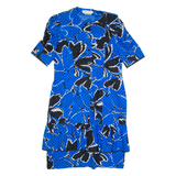 JANINA SCHRECK Womens Jacket Dress Blue Silk 90s Floral Midi M