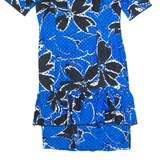 JANINA SCHRECK Womens Jacket Dress Blue Silk 90s Floral Midi M