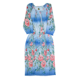 THOMI Womens Maxi Dress Blue 90s Floral Long Sleeve Long S